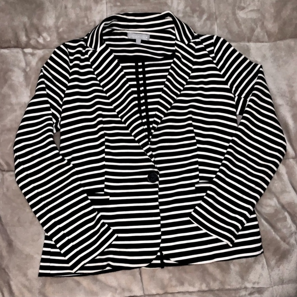 Olivia Moon for Stitch Fix Black and White Striped Blazer